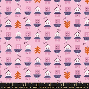 Little Houses Orchid - Tarrytown - Kimberly Kight Ruby Star Society-tyg - Moda 100 % Quilters-bomull RS3026-13