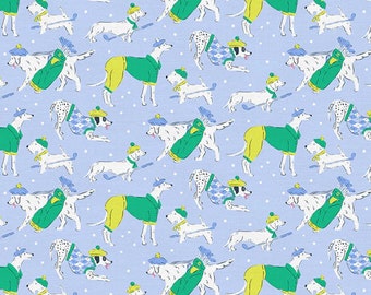 Golf Dogs Light Blue - Country Club Canines - Krissy Mast - Paintbrush Studio Fabric 100% Quilters Cotton -  120-24737