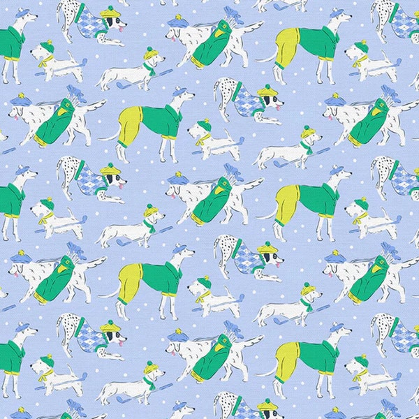 Golf Dogs Light Blue - Country Club Canines - Krissy Mast - Paintbrush Studio Fabric 100% Quilters Cotton -  120-24737