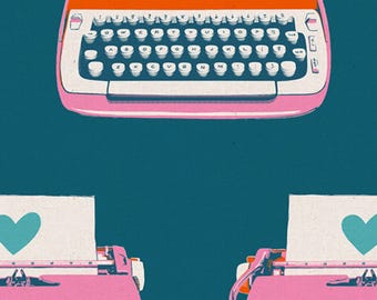 Typewriters Teal Cotton/Linen CANVAS - Best Day Ever - Melody Miller - Ruby Star Society - Moda - By Continuous HY RS0108-23L