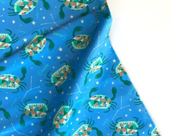 Cancer Blue - Astrology - Juliet Meeks - Paintbrush Studio Fabric 100% Quilters Cotton