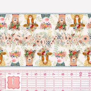Farm Arrangements Border Ivory PANEL 11&quot;x44&quot; - Farm Friends - Mia Charro - Freespirit Fabrics 100% Quilters Cotton - Sold by the 11&quot; Row
