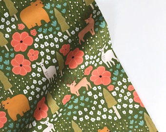 Camping Forest Green - VIntage Camping - Crissie Rodda - Paintbrush Studio Fabric 100% Quilters Cotton -  120-20112