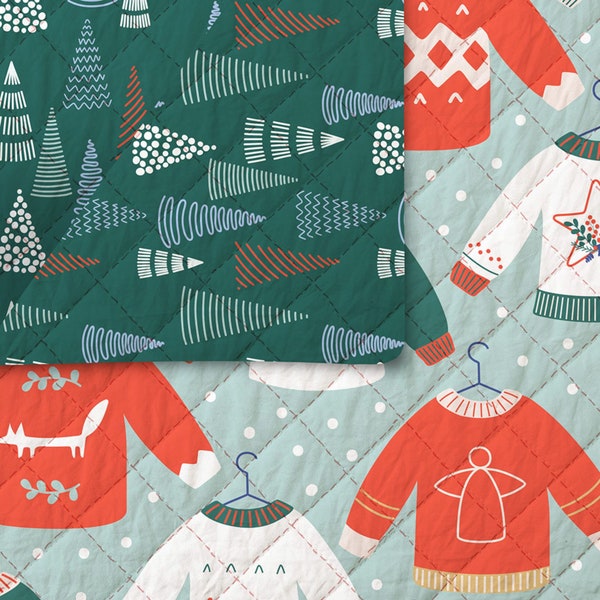 Double Sided Pre-Quilted Scandinavian Christmas - Maria Vashchuk The Tiny Garden - Paintbrush Studio Fabrics