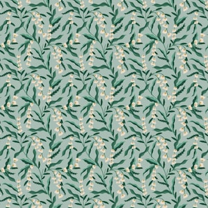 Lily Mint METALLIC - Vintage Garden - Anna Bond Rifle Paper Co - Cotton + Steel - 100% Quilters Cotton