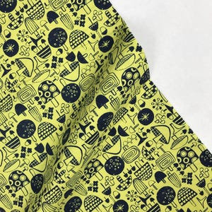 Kinoko Ippai A lot of Mushrooms Lime - Hitomi Osumi - Omatsuri Nakama - Cotton + Steel Fabrics - HO302-LI3U
