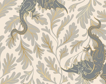 Dragon Lair Oyster METALLIC - Fireglow - Sarah Watts - Ruby Star Society - Moda - 100% Cotton Quilting Fabric Yardage RS2132-11M