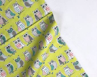 Hootenanny Owl - Anya -  Monaluna ORGANIC Fabric -  100% Organic Cotton Poplin AY-04-BLT