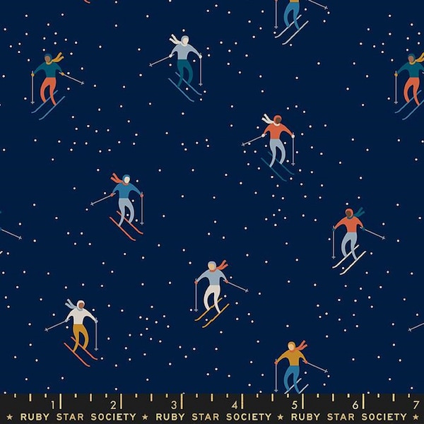 Ski Peeps Navy - Winterglow - Ruby Star Society - Moda - 100% Cotton Quilting Fabric Yardage