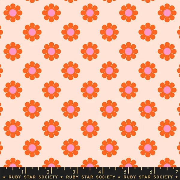 Retro Honey Pie Peach - Meadow Star - Alexia Abegg - Ruby Star Society Fabric - Moda 100% Quilters Cotton