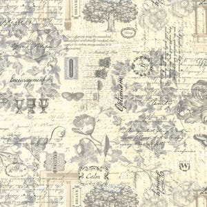 108&quot; WIDE gravures vintage charbon de bois - Collages préférés - 3 soeurs - Moda 100 % coton courtepointe