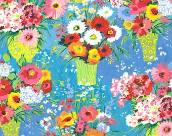 Sunday Table Blue - Flowerfields - Sarah Campbell - Freespirit Fabrics - 100% Quilters Cotton