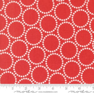 Puntos de perlas en rojo - Carta de amor - Lizzy House - Moda 100% algodón para acolchados 37125-18
