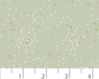 Clusters Iced Mint METALLIC Gold - Cotton + Steel Basics - Quilters Cotton Cont. Yardage