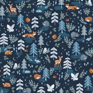 Night Forest Main Indigo - Twilight Creatures - Natalia Juan Abello - Riley Blake Fabrics C15360-INDIGO