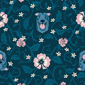 Pitbull Teal Navy - Dog Park - Sarah Watts - Ruby Star Society - Moda - 100% Cotton Quilting Fabric Yardage