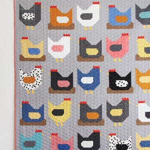 Chickens Quilt Pattern - Cluck Cluck Sew - Fat Quarter Friendly with 3 Size Options