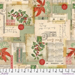Postkarte Collage Multi - Urlaub in der Vergangenheit - Tim Holtz - 100% Quilters Baumwolle