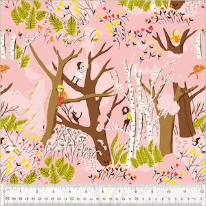 Girls in Trees Pink - Studio Edit - Heather Ross - Windham Fabrics - Quilters Cotton 40927D-6
