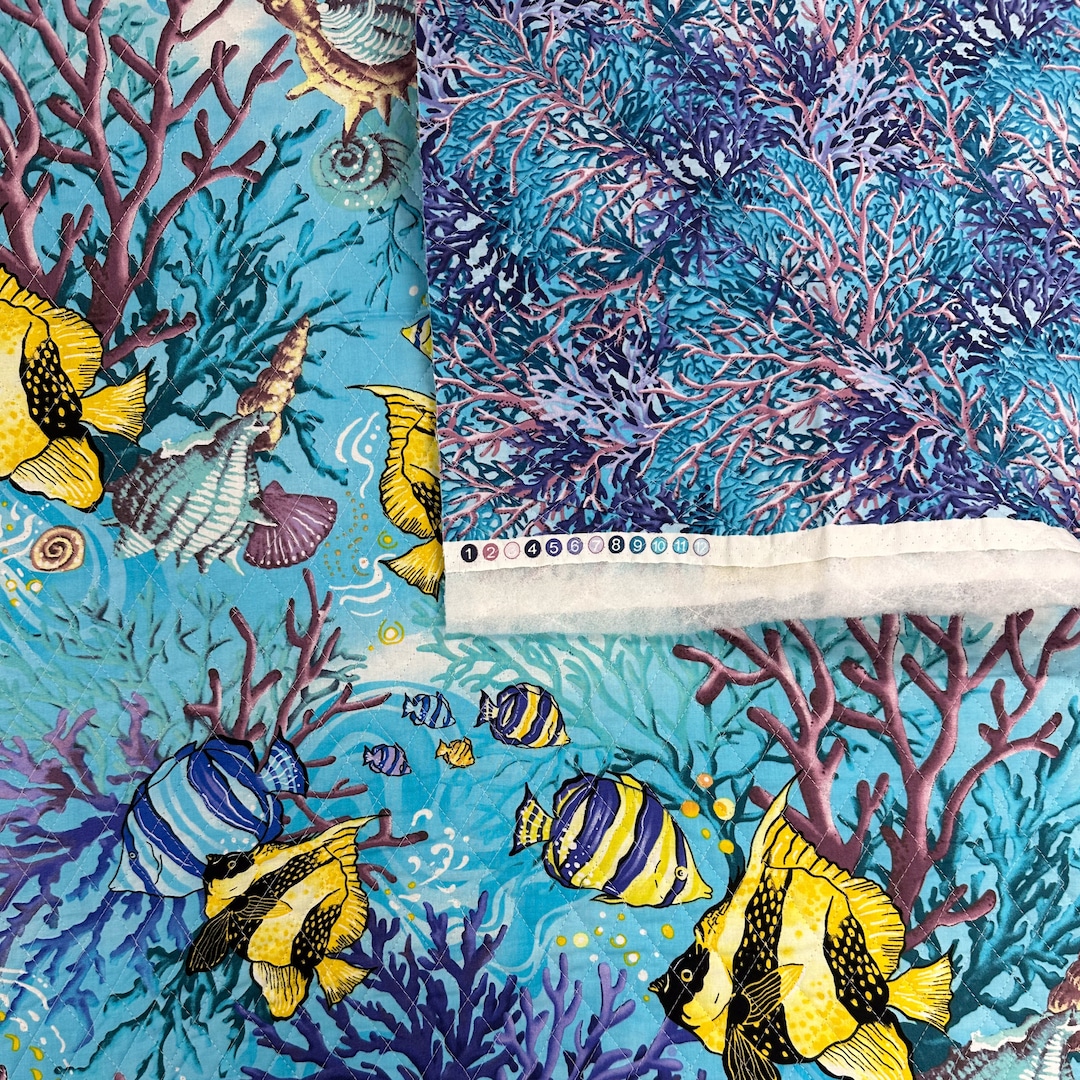 Double Sided Prequilted Under the Sea Paintbrush Studio Fabrics Etsy