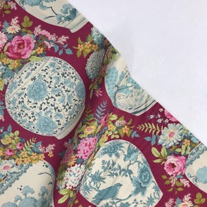 Flowervase Maroon - Chic Escape - Tilda Fabric - Tone Finnanger - 100% Quilters Cotton TIL100448