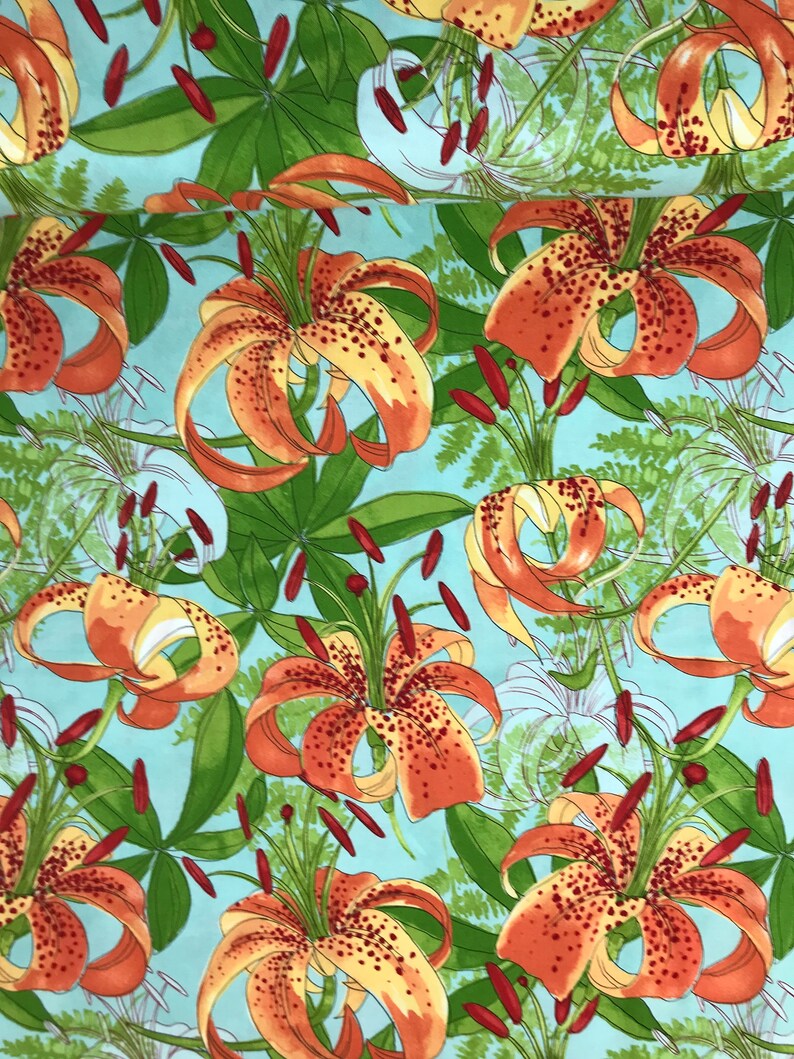Carolina Lilies Aqua Robin Pickens Moda Quilters Cotton - Etsy
