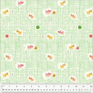 Kitten Plaid Green - Studio Edit - Heather Ross - Windham Fabrics - Quilters Cotton 40929D-2