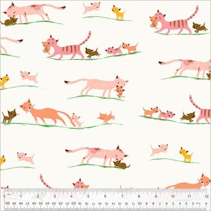 Marching Cats Cream - Studio Edit - Heather Ross - Windham Fabrics - Quilters Cotton 40931D-5