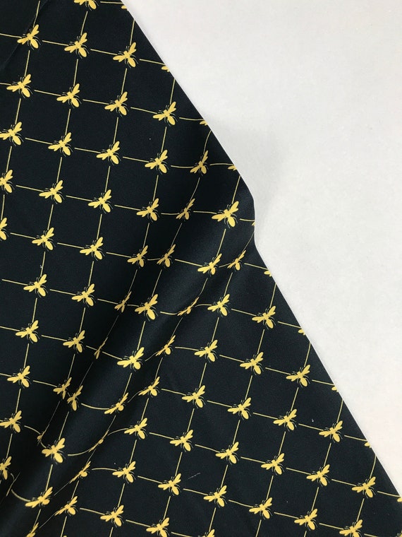 Half Yard Honeybees on Black Honeycomb Queen Bee from Devonstone