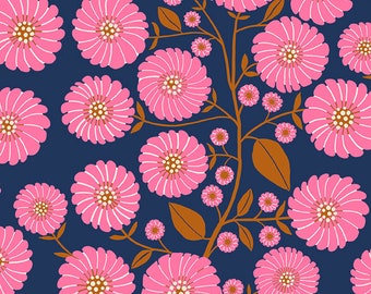 Starflower Navy - Floradora - Jen Hewett - Ruby Star Society Fabric - Moda 100% Quilters Cotton