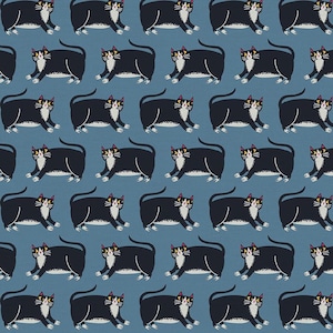 Cat Stripe Blue - Cat&#39;s Meow - Allison Cole - Paintbrush Studio Fabrics - 100% Quilters Cotton 120-22271
