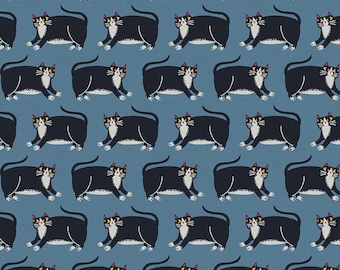 Cat Stripe Blue - Cat's Meow - Allison Cole - Paintbrush Studio Fabrics - 100% Quilters Cotton 120-22271