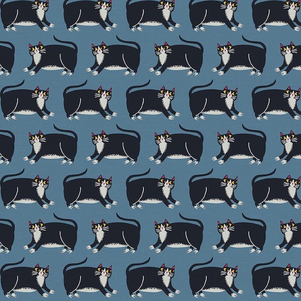 Cat Stripe Blue - Cat's Meow - Allison Cole - Paintbrush Studio Fabrics - 100% Quilters Cotton 120-22271