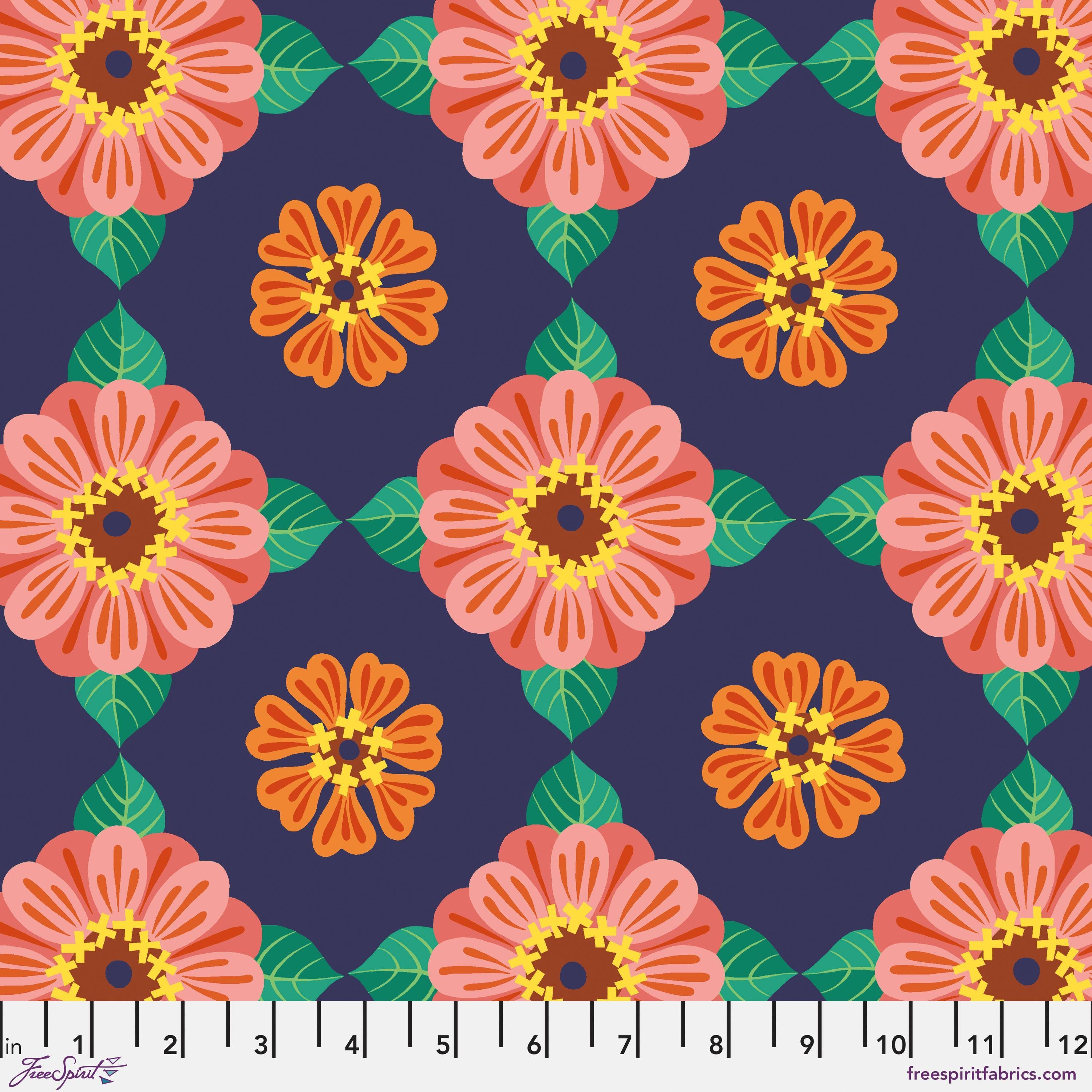 Zinnia Pollen Dot Rainbow - April Rosenthal - PER QUARTER METRE Zinnia Pollen Dot Rainbow - April Rosenthal - PER QUARTER METRE