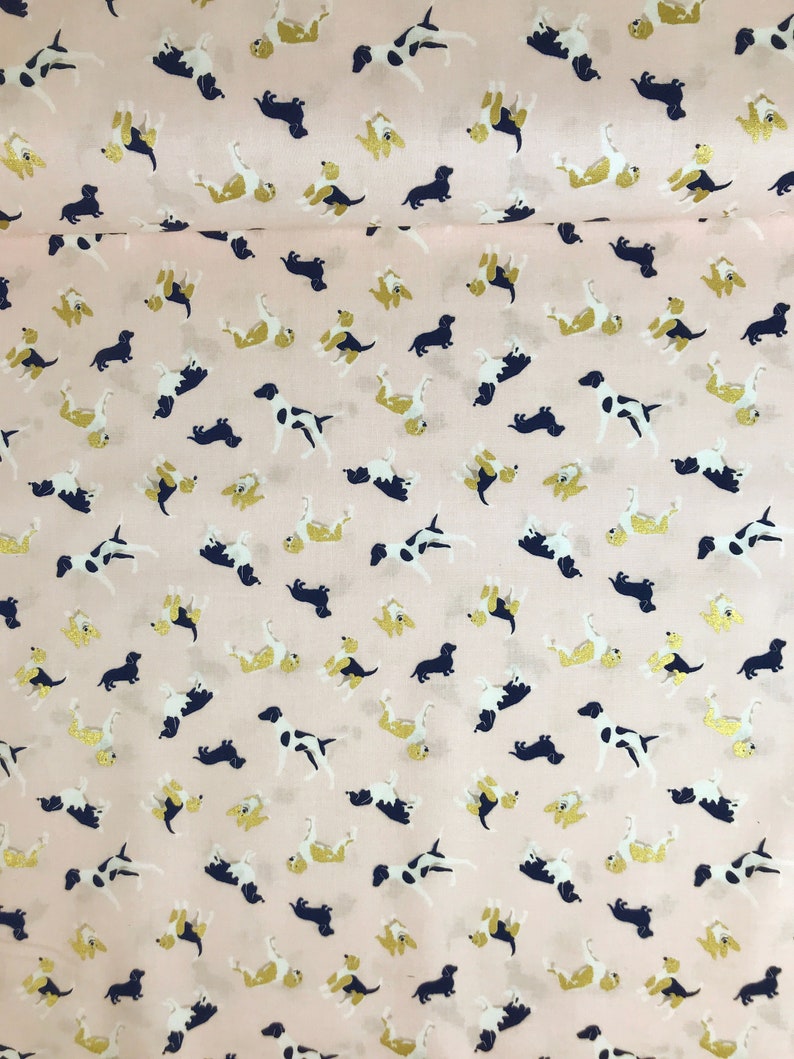 Melissa Mortenson Riley Blake Designs Fox Farm Hounds Pink SPARKLE Quilting Cotton Fabric Fox Hunting Gold Metallic SPARKLE