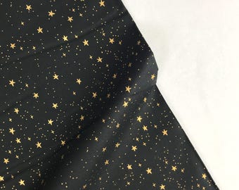 Stars Black - Primavera GOLD METALLIC - Anna Bond Rifle Paper Co - Cotton + Steel - RP310-BK2M