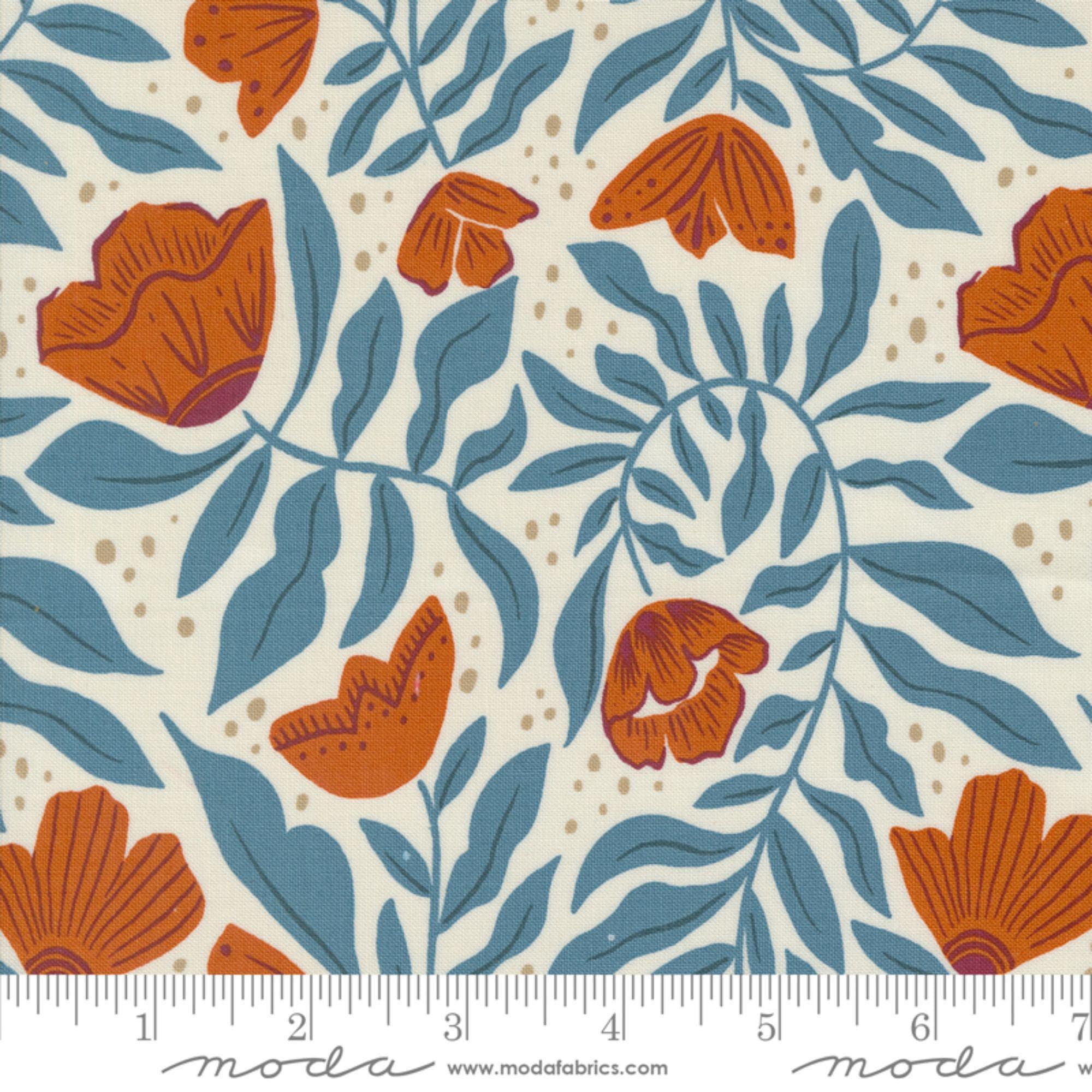 Dancing Flowers Eggshell - Folk Lore - Fancy That Design House - Moda - Quilters Cotton