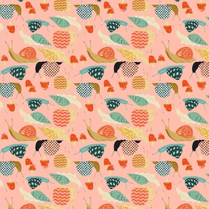 Schnecken Pfirsich - Flora & Fauna - Faye Guanipa - Dear Stella Fabric - Quilters Cotton - STELLA-DFG2653
