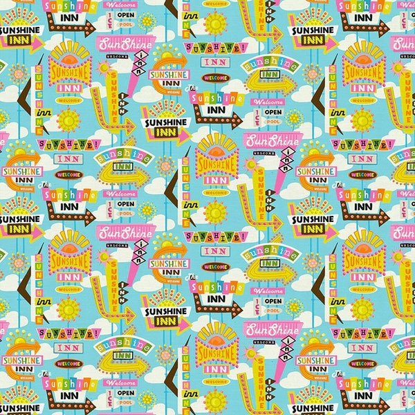 Sunshine Inn Multi - Sunshine Inn - Lysa Flower - Paintbrush Studio Fabric 100% Quilters Cotton -  120-22724