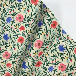 Aster Cream METALLIC - Vintage Garden - Anna Bond Rifle Paper Co - Cotton + Steel - 100% Quilters Cotton