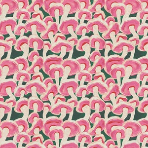 Dansande svampar rosa - Skogsdjur - Lauren Lesley Studio - Paintbrush Studio-tyg - Quilters bomull - 120-22918