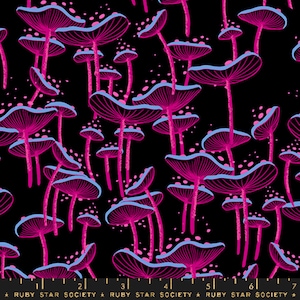 Fungi Black- Glow Garden - Sarah Watts - Ruby Star Society - Moda - 100% Cotton Quilting Fabric Yardage RS2115-17N