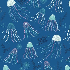 Jellyfish - Into the Blue  - Bethan Janine - Dashwood Studio - Quilters Cotton - BLUE-1625