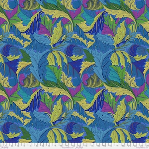 Acanthus Cobalt PWKW006.COBALT - Kaffe x Morris and Co. - El Morris & Co original - Freespirit Fabrics - 100 % algodón para acolchados