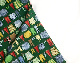 Gnomes Laundry Evergreen - Winter Gnomes - Striped Pear Studios - ORGANIC Cotton - Windham Fabrics 51875-3