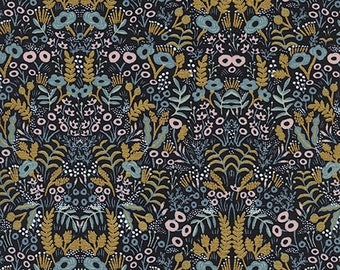 Tapestry Midnight METALLIC 8031-03 - Menagerie - Anna Bond Rifle Paper Co - Cotton + Steel