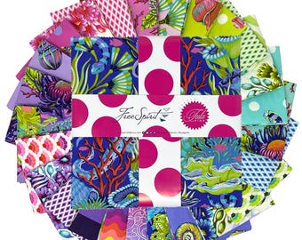 Floral Reef - 42-delige 10 inch bedelbundel - Tula-roze - FreeSpirit Fabrics - 100% quilterskatoen - FB10CPTP-FLORAL