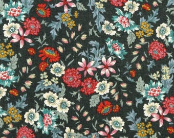 Floral Black - Chic Flower - Cotton Linen Sheeting -Cosmo Japanese Imported Fabric - COSAP31806-1E