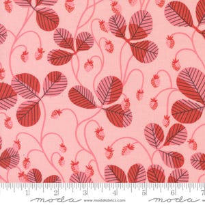 Fresas de Virginia rosa claro - Carta de amor - Lizzy House - Moda 100% algodón para acolchados 37124-20