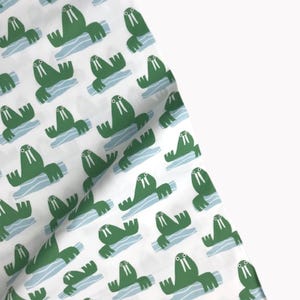 Walrus Green - Animal Kingdom -  Jessica Nielsen - Paintbrush Studio Fabric 100% Quilters Cotton -  120-2021539